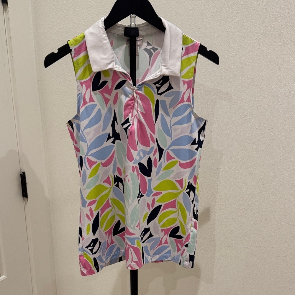 Tommy Bahama Multicolor Leaf Print Sleeveless Blouse